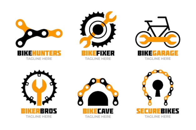 Set di logo bici in design piatto