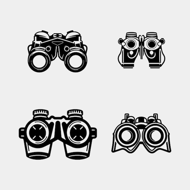 Vector set of binoculars vector isolated on white background