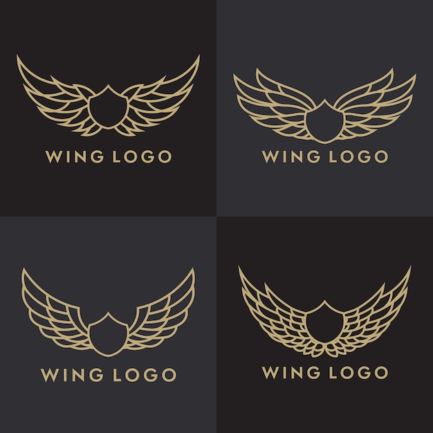 Vector set of bird eagle and wing logo template