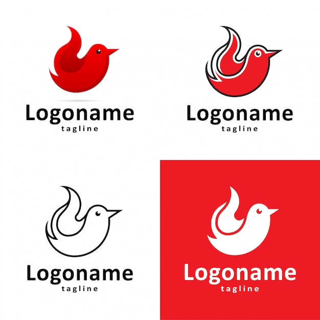 Set bird flame logo design