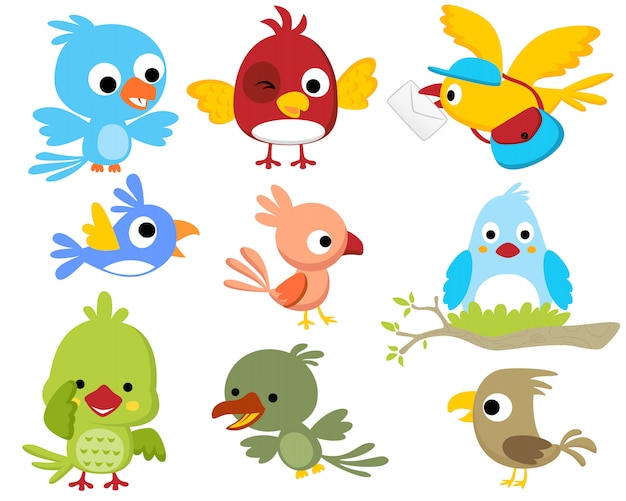 Vector set of birds cartoon