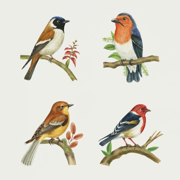 Set of Birds Illustrations Pack