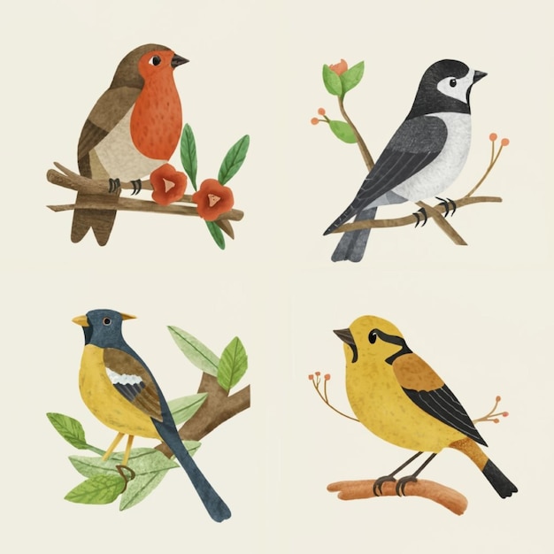 Vector set of birds illustrations pack