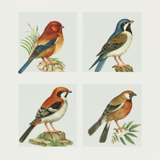 Vector set of birds illustrations pack