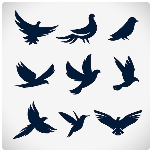 Vector set of birds silhouettes