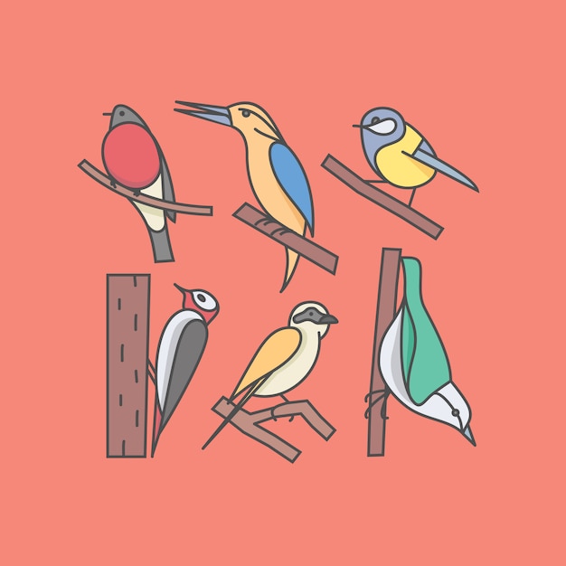 Vector set of birds