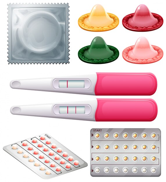 Vector a set of birth control objects