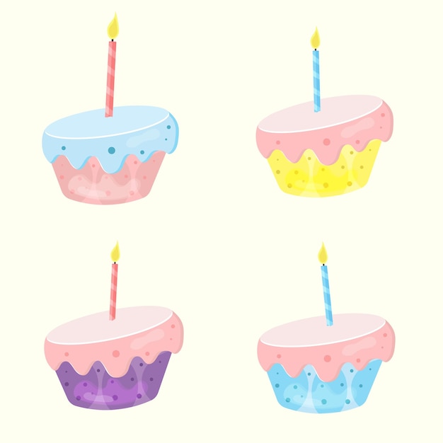 キャンドルと誕生日の漫画のケーキのセット