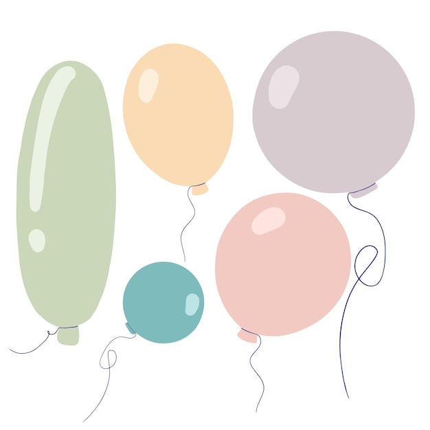 Set of birthday colorful balloons