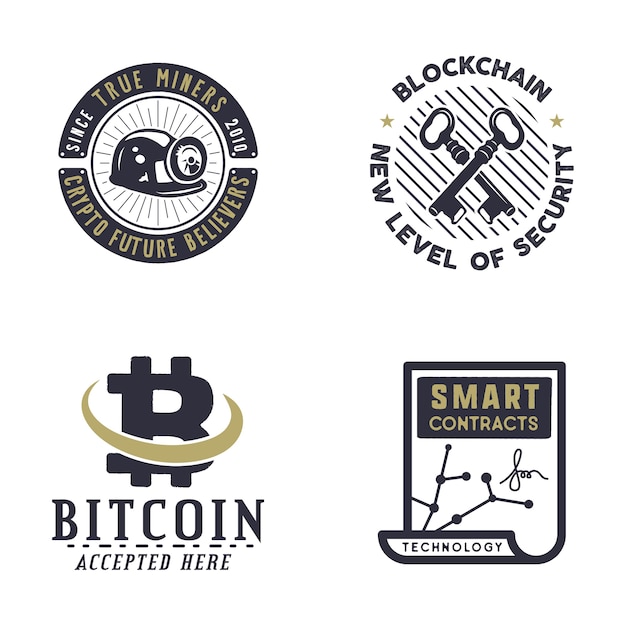 Set of bitcoins logos