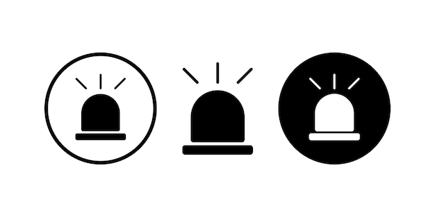 Set of black alarm vector icon Simple siren design illustration