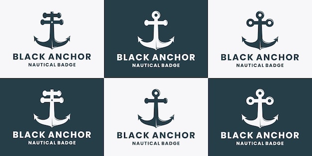 Set di logo di ancoraggio nero vintage