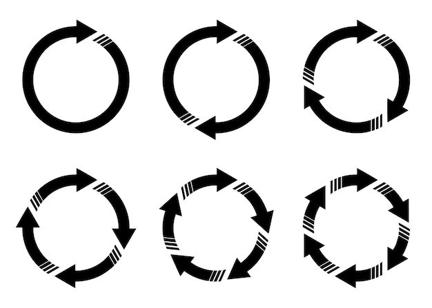 Vector a set of black arrows with arrows pointing to the right