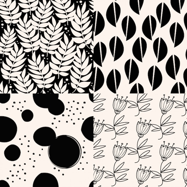 Vector set of black astract patterns.