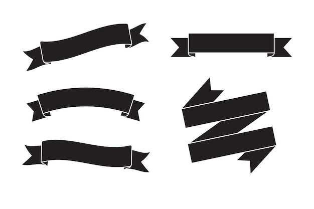 A set of black banners with the words 