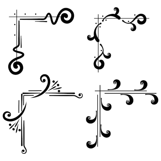 Set of black border arabesque frames vector