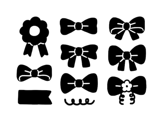 Vector set of black bow isolated