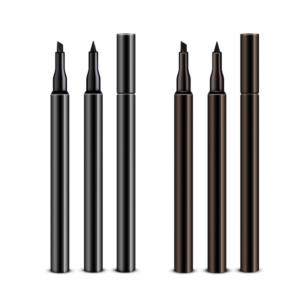 Set of black brown cosmetic makeup eyeliner pencilswithout caps