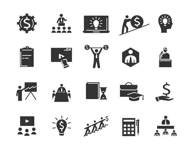 Vector set of black business icons