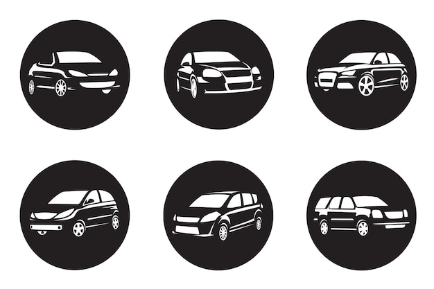 set of black car icons