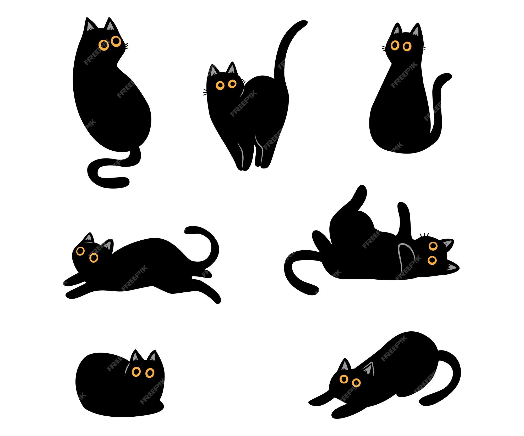 Funny Black Cats icons vector set Stock Vector by ©jelliclecat