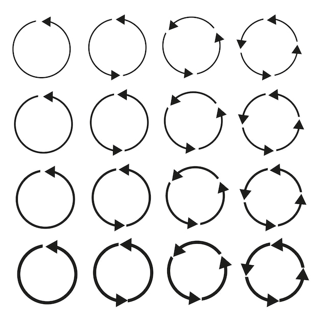 Set of black circle vector arrows Vector Icons Vector illustration