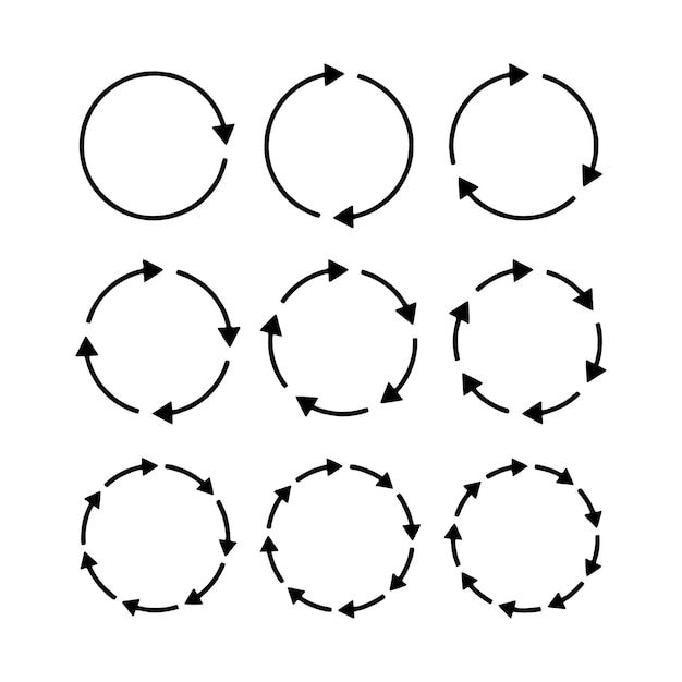 Vector set of black circle vector arrows