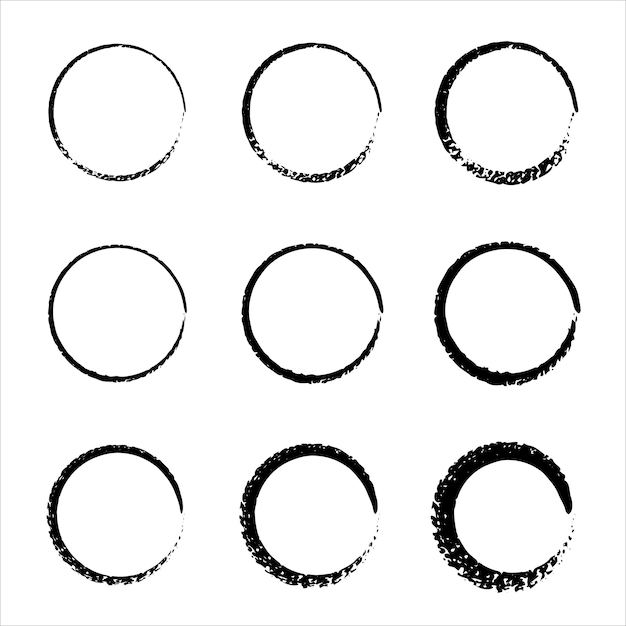 Set of black circles Black Vector doodle ellipses Doodle circles for design elements