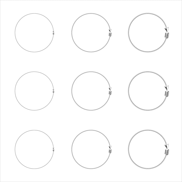 Set of black circles Round frames in doodle style Simple hand drawn circle