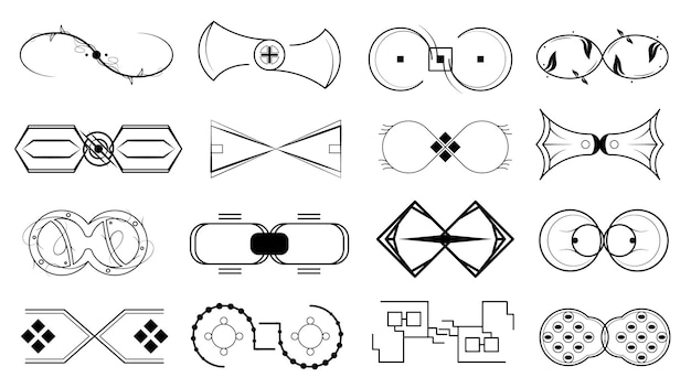 Set Black Collection Simple Line Infinity Signs Doodle Outline Element Vector Design Style Sketch Is