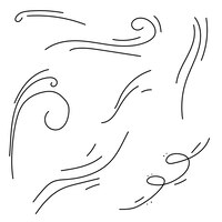 Set black collection simple line winds gust squall curl doodle outline nature element vector design