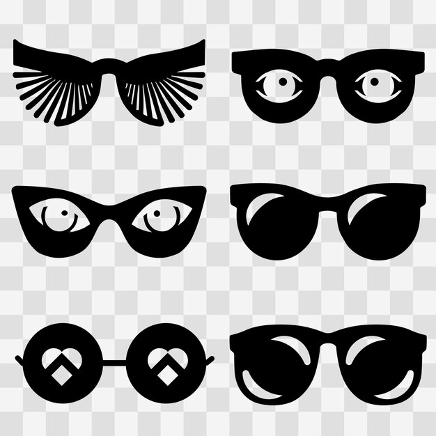 Vector a set of black color sunglass sunglass vector icons