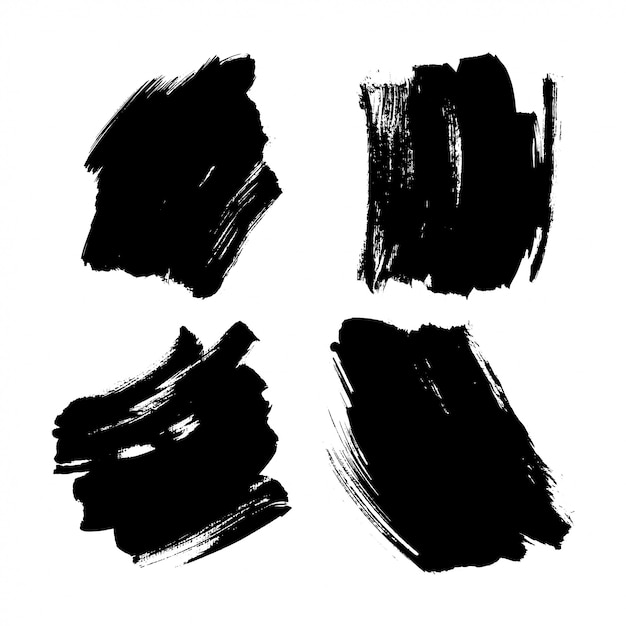 Set black coloured brush stroke texture