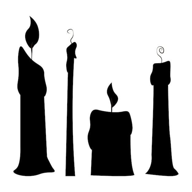 Vector set of black different candle icons