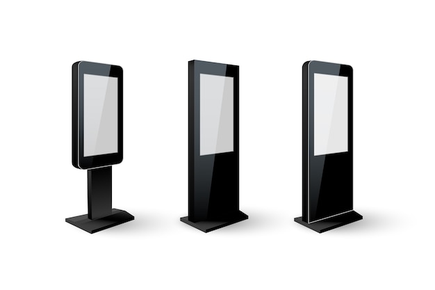 Set of black digital signage isolated on white background.