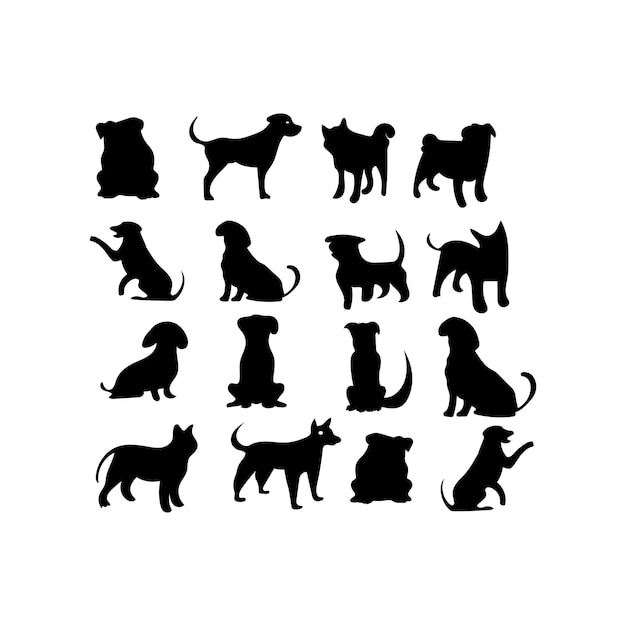 Set of black dog icon