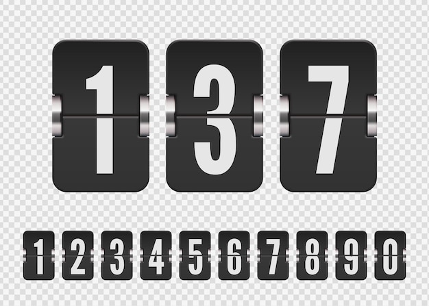 Vector set of black flip numbers on a mechanical score board vector template for your design