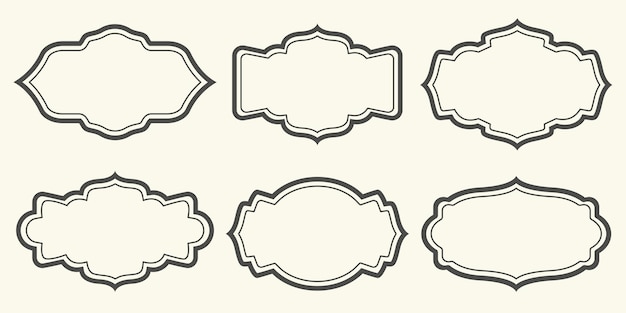 Набор черных рамок Различные винтажные рамки изолированы Коллекция овальных круглых квадратных форм для фотографий текст поздравления объявления карты меню Векторная ретро иллюстрацияx9