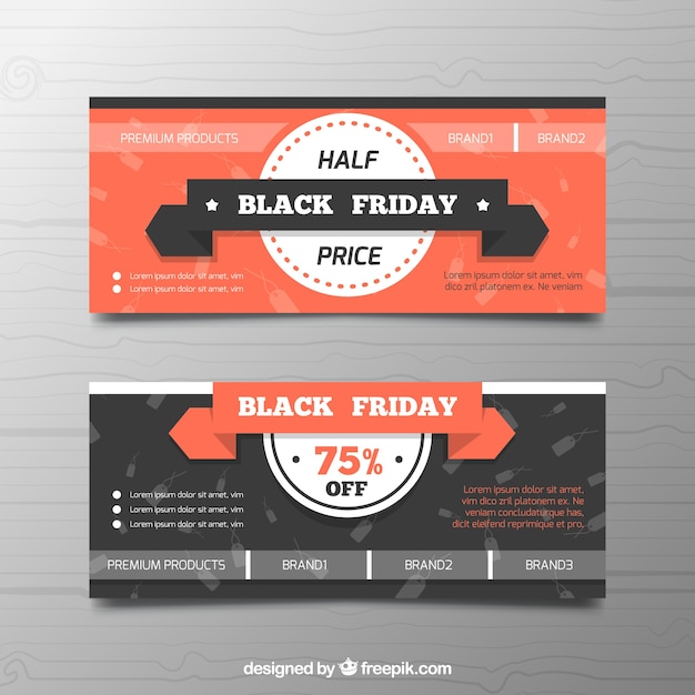 Vector set of black friday banners in flat style