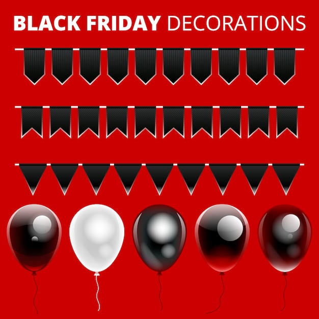 Set of black friday decorations