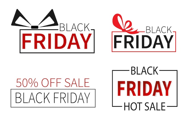 Set of Black Friday icons isolated on white background