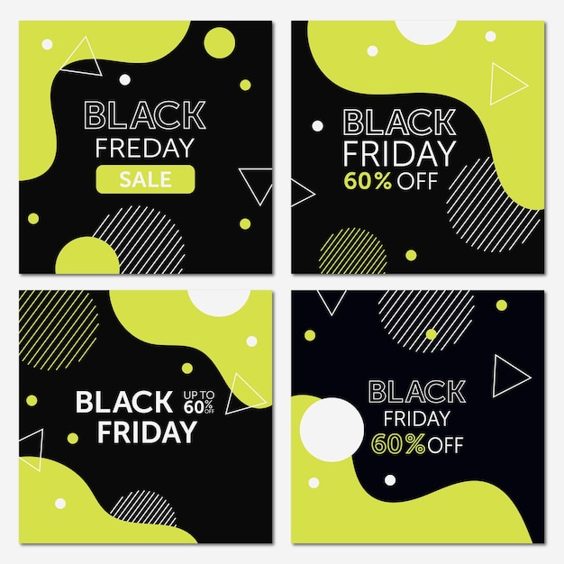 Set di poster del black friday. il set è ottimo per post sui social media, cartoline, brochure e volantini