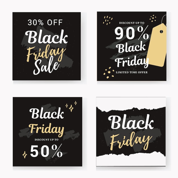 Set Black friday sale banner post templates for social media