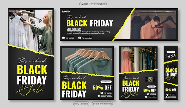 Set of Black friday web banner and Instagram advertising post template