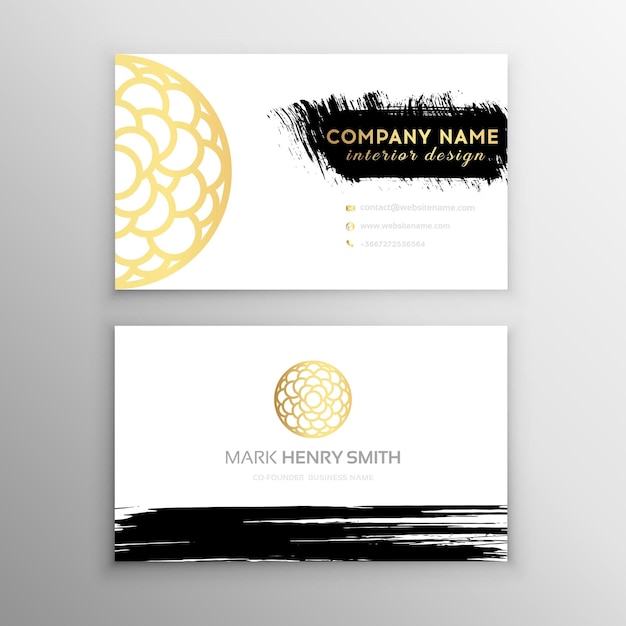 Set of Black and Gold Design Business card Abstract Modern BackgroundsBrush stroke