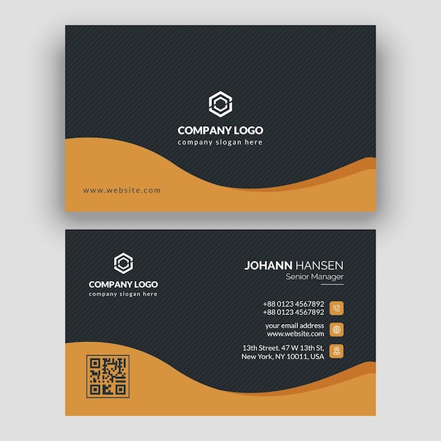 Set of black gold modern business card print templates