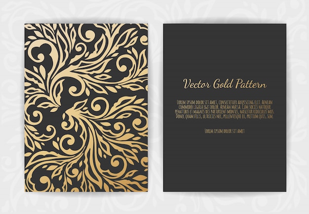 Set of black and gold templates