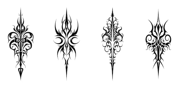 Premium Vector | Set of black gothic tattoo symbol silhouette Vector