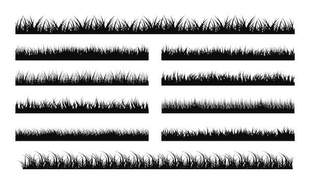 Set di sagome di erba nera confine di erba