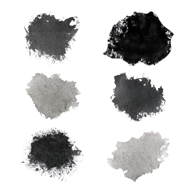 a set of black and grey paint stains with a black spot.